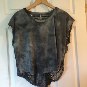 6 FOR $25 Gray Marble Crop top Mesh back
